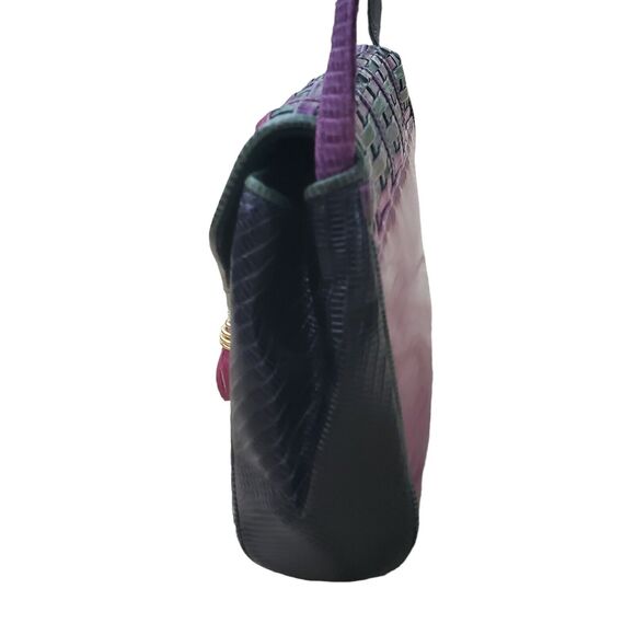 Sharif multi-color leather bag with woven detailing & front tassel, made in USA - Picture 7 of 12